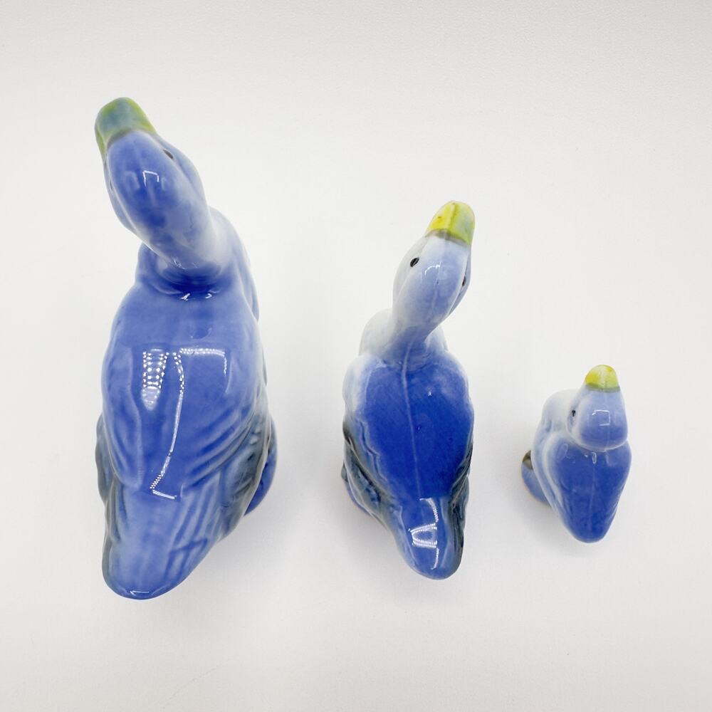 Mini Bone China Duck Family Figurines Porcelain Blue Ducks Geese Hand Painted - Picture 6 of 13